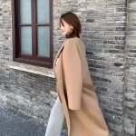 25ss new product 100% sheep wool double-sided woolen coat autumn style simple slim fit women's woolen jacket - Image 4
