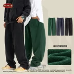 ZODF Retro 2024 Winter Washed Fleece Pants For Men Unisex 332gsm Oversized Warm Soft Straight Trousers Brand Clothes HY0875