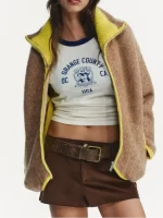 Zaza Autumn Winter Knitted Lamb Lining Jacket For Women Long Sleeve High Collar Hooded Coat 2025 New Lady Soft Warm Outwears