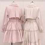 Japanese Elegant Sweet Ruffles Collar Long Sleeve Double Breasted Belt Slim Fit Loose Versatile Long Trench Coats Women Spring - Image 2