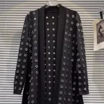 HKSH Spring Autumn New Women Long Trench Coat Heavy Craft Eyelet Hollow Out Sashes Elegant Windbreaker Punk Urban Jacket HK12271 - Image 4