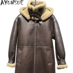 AYUNSUE Winter Sheepskin Fur Coat Men Clothing Long Leather Fur Coats Men Thick Warm Male Fur Jacket Chaquetas Zm474