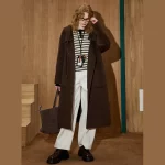 Women's Retro Maillard Color Wool Blend Hooded Coat Women Winter Mid Long Drawstring Trench Coat A Chic And Elegant Outerwear - Image 6