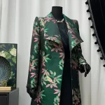 Fashion Women Clothing Trench Coat 2025 Spring Autumn New Temperament Print Chinese National Style Lapel Women Trench Coat H691 - Image 3