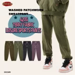 ZODF New Autumn Winter Batik Washed Cotton Sweatpants For Men Unisex Distressed Patchwork Loose 420gsm Sport Jogger Pants HY0724 - Image 2