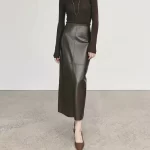 Women's Leather Skirt, Lady Plant Tanned Sheepskin Skirt, Autumn Winter, High Street, Show Thin Hip Skirt