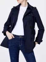 TWOTWINSTYLE Casual Loose Spliced Buttons Basics Trenchs for Women Lapel Long Sleeves Minimalist Trench Female Fashion Clothing - Image 2