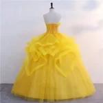 New Gold Quinceanera Dresses Classic Strapless Ball Gown Real Photo Prom Dress Shinny Formal Gown Luxury Modern Vestidos - Image 3