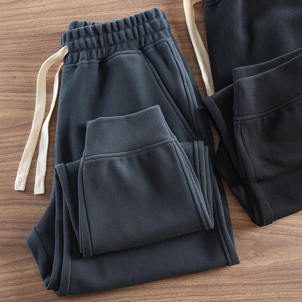 kf-Sfd231c1ee1794da7b5e681e1a6bad712L Autumn Winter New American Retro Thick Knitted Sweatpants Men's Simple Elastic Waist Drawstring Sport Casual Ankle-tied Pants - Image 1