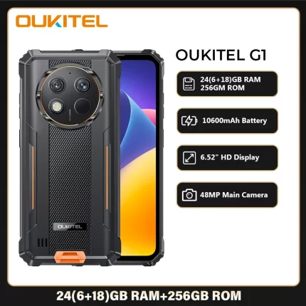 Oukitel G1 Rugged smartphone 6.52‘' HD+ 10600mAh 24GB+256GB Android14 48MP Camera cell phone