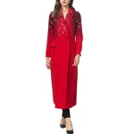 QMQA Fashion Women's Trench Solid Heavy Industry Sequine Splice Lapel Long Sleeve Double Breasted Elegant Windbreaker 1A113 - Image 4