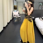 Miyake Pleated 2026 New Spring and Summer Fashion Yellow Irregular Hem Half-body Skirt Women Pleated Long Skirt To Cover Meat - Image 2