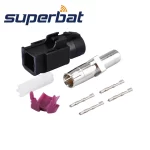 Superbat 10pcs Car HSD Fakra A Black/9001 LDVS Female Straight Crimp RF Coaxial Connector for Dacar 535 4-Core Cable