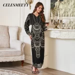 Luxurious Royal-Style Computerized Sequin Beaded Embroidery Prom Evening Dress Elegant Chiffon Batwing Sleeve Dress - Image 5