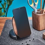 Wood Mobile Phone Base Magsafe Magnetic Charging Wireless Stand Custom Soild Walnut Wood Convenient Storage Folding Phone Stand - Image 2