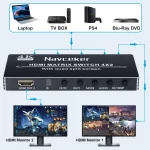 Navceker HDMI 4x2 Multi-viewer switcher 4K Seamless Quad Screen Multi Viewer Splitter 4 in 2 out HDMI Switch Adapter IR for PC - Image 2