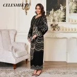 Luxurious Royal-Style Computerized Sequin Beaded Embroidery Prom Evening Dress Elegant Chiffon Batwing Sleeve Dress - Image 2