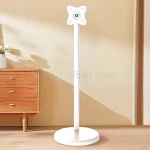 White Floor-standing Art Display Rack Adjustable Height TV Stand Mobile Monitor Holder 360° Rotating for 10 - 46 Inches Screen - Image 2