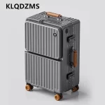 KLQDZMS Laptop Suitcase Front Opening Boarding Case 20"4"26 Inch USB Charging Trolley Case ABS+PC Multifunctional Luggage - Image 3