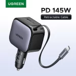 UGREEN 145W 90W 60W Car Charger 3 USB-C & 1 USB-A Ports PD QC4.0 Fast Charging with Retractable Cable for iPhone 17 Pro MacBook