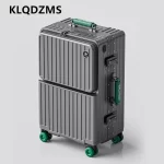 KLQDZMS Laptop Suitcase Front Opening Boarding Case 20"4"26 Inch USB Charging Trolley Case ABS+PC Multifunctional Luggage - Image 2