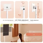 White Floor-standing Art Display Rack Adjustable Height TV Stand Mobile Monitor Holder 360° Rotating for 10 - 46 Inches Screen - Image 3