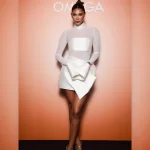 Futuristic White Sheer Mesh Long Sleeve Mini Dress with High Waist Structured Bodice & Asymmetric Flare Sexy Fitted Cocktail