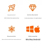 High Capacity 1TB/2TB Portable Hard Drive USB 3.0 Fast Transfer, Metal External HDD Shockproof w/Silicone Case for PC Mac - Image 2