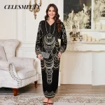 Luxurious Royal-Style Computerized Sequin Beaded Embroidery Prom Evening Dress Elegant Chiffon Batwing Sleeve Dress - Image 3