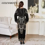 Luxurious Royal-Style Computerized Sequin Beaded Embroidery Prom Evening Dress Elegant Chiffon Batwing Sleeve Dress - Image 6