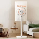 White Floor-standing Art Display Rack Adjustable Height TV Stand Mobile Monitor Holder 360° Rotating for 10 - 46 Inches Screen