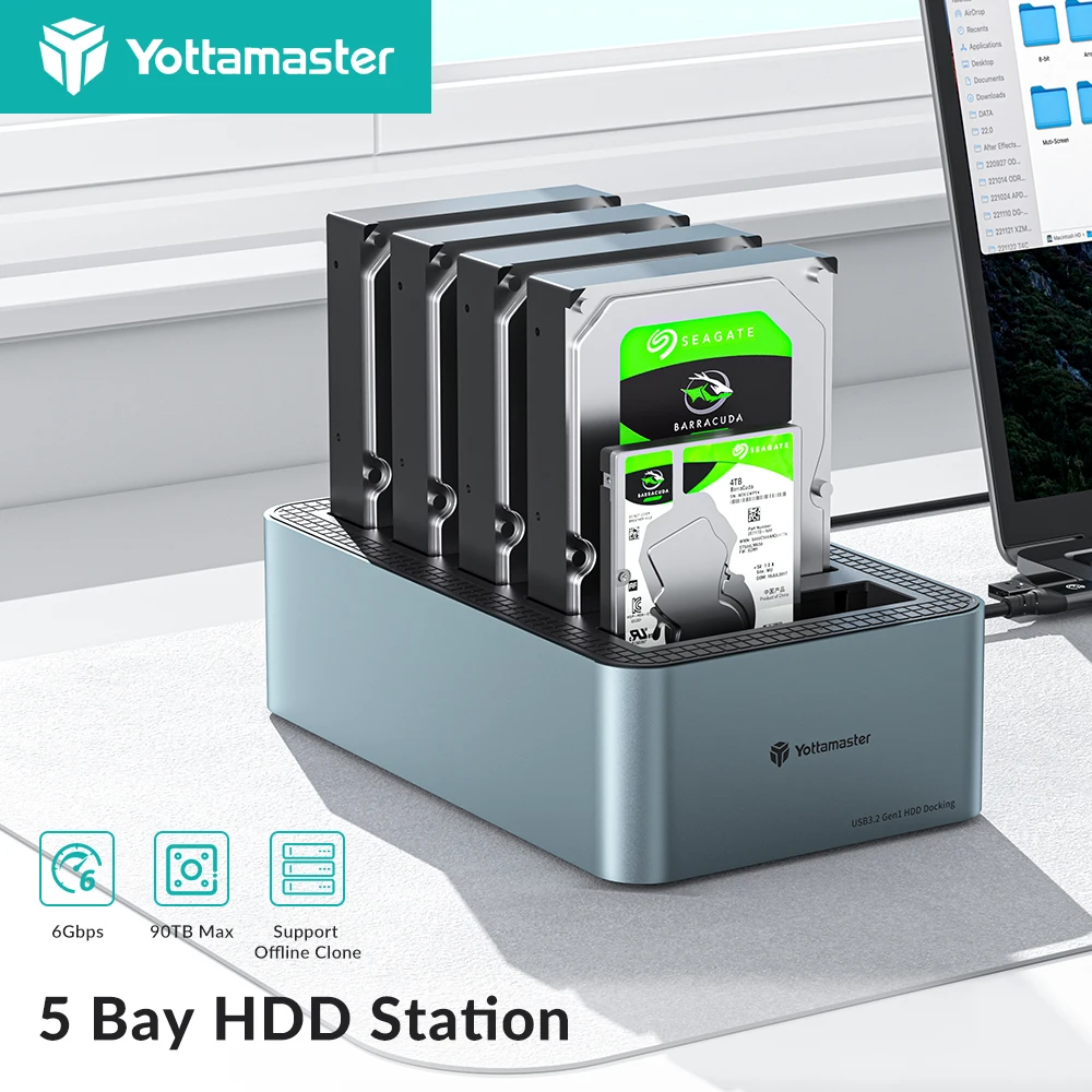 kf-S8949af06300243b4988a04c09367131bB Yottamaster 5 Bay HDD Docking Station with Offline Clone SATA to USB3.0 2.5" 3.5'' SSD/HDD Hard Drive Enclosure Docking Station - Image 1