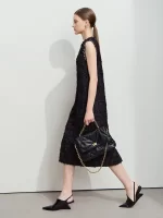 Amii Minimalist Crew Neck Fringed Dress Spring New Elegant Fragrant Bead Piece Webbing H-shaped Commuter Vest Skirt 12521042 - Image 4