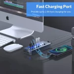 ORICO Industrial 7/10 Port USB 3.0 Hub Multiple Expander Socket Splitter On/Off Key Switch Dock USB Charger Power Adapter Supply - Image 3