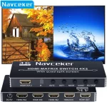 Navceker HDMI 4x2 Multi-viewer switcher 4K Seamless Quad Screen Multi Viewer Splitter 4 in 2 out HDMI Switch Adapter IR for PC