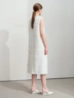 Amii Minimalist Crew Neck Fringed Dress Spring New Elegant Fragrant Bead Piece Webbing H-shaped Commuter Vest Skirt 12521042 - Image 2