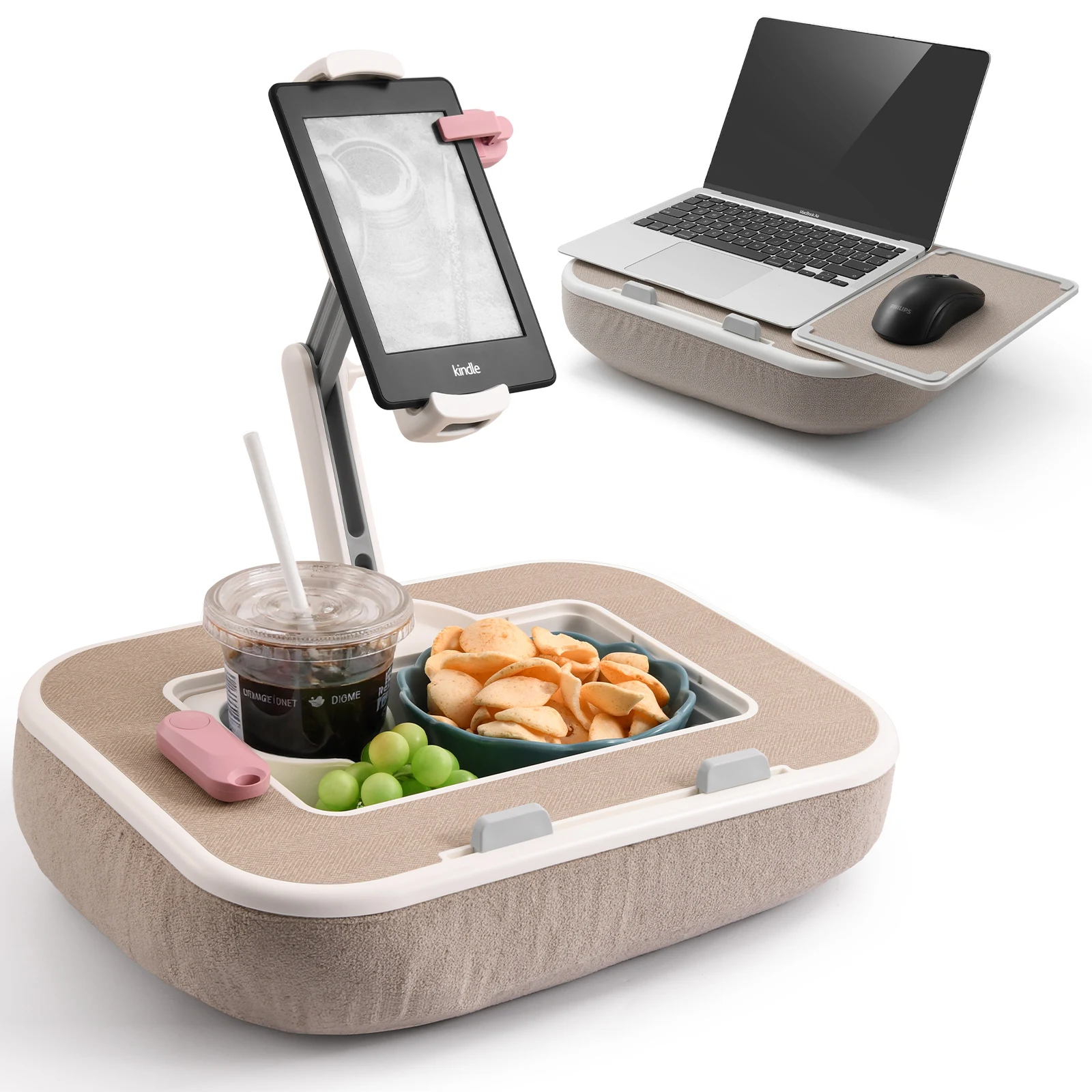 kf-Sa8e39531b16945598595bab59c925ed19 Oatsbasf Pillow Stand with Storage Space 360° Rotatable Clip Stand for 4.7-13" Phone Tablet Kindle 15" Laptop Pillow Lap Desk - Image 1