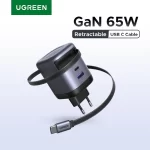 UGREEN 65W GaN Charger With Retractable USB C Cable PD Fast Charger For iPhone 16 15 Pro Samsung Xiaomi Laptop Macbook Tablet