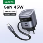 UGREEN 45W GaN Retractable Cable Charger UFCS PPS QC For iPhone 16 15Pro Samsung S25 iPad Macbook Air Tablet PD 3.0 Fast Charger