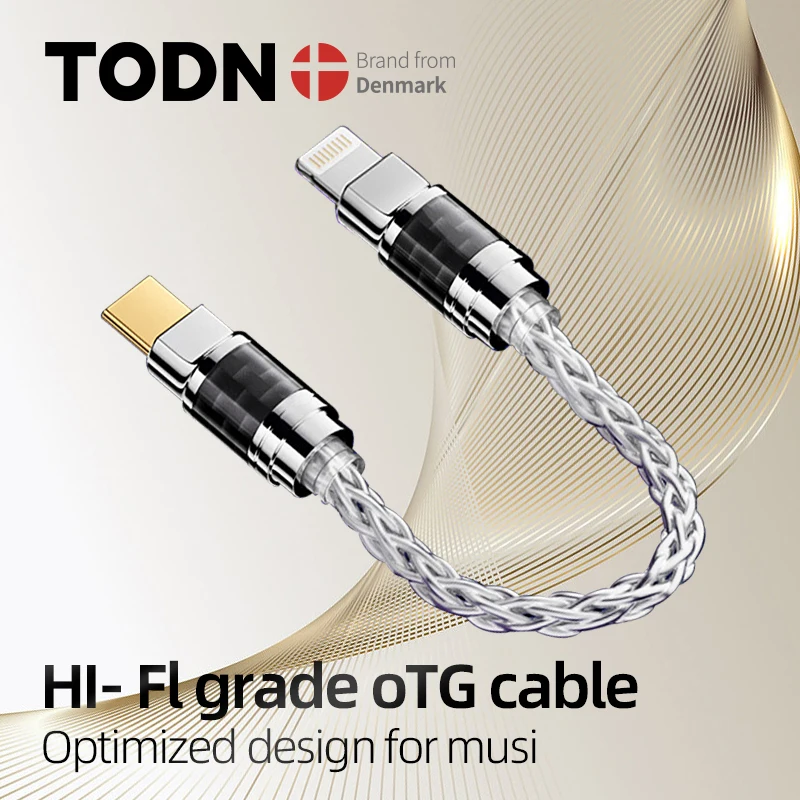 kf-Se867ee69bcfa4468bed8bc179ff8825bj todn 8-core sterling silver audio cable type-c to Lightning to 3.5 mm to 2.5mm to 4.4mm for headphones OTG carbon fiber shell - Image 1