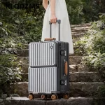 KLQDZMS Laptop Suitcase Front Opening Boarding Case 20"4"26 Inch USB Charging Trolley Case ABS+PC Multifunctional Luggage - Image 6