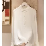 Spring and Summer Silk Shirts Thickened 40MM Silk Shirts White Commuting Silk Shirts WOMEN 100% Mulberry Silk Blouse