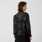 Pop K3014W Luxury Lapel 100% Silk Blouse Embroidery Sequin Advanced Ready To Wear Clothing - Image 2