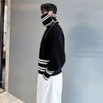 LUZHEN Color Contrast Stripe Original High Quality Stand Neck Knitted Turtleneck Men 2025 Winter Stylish Handsome Sweater JY4428 - Image 2