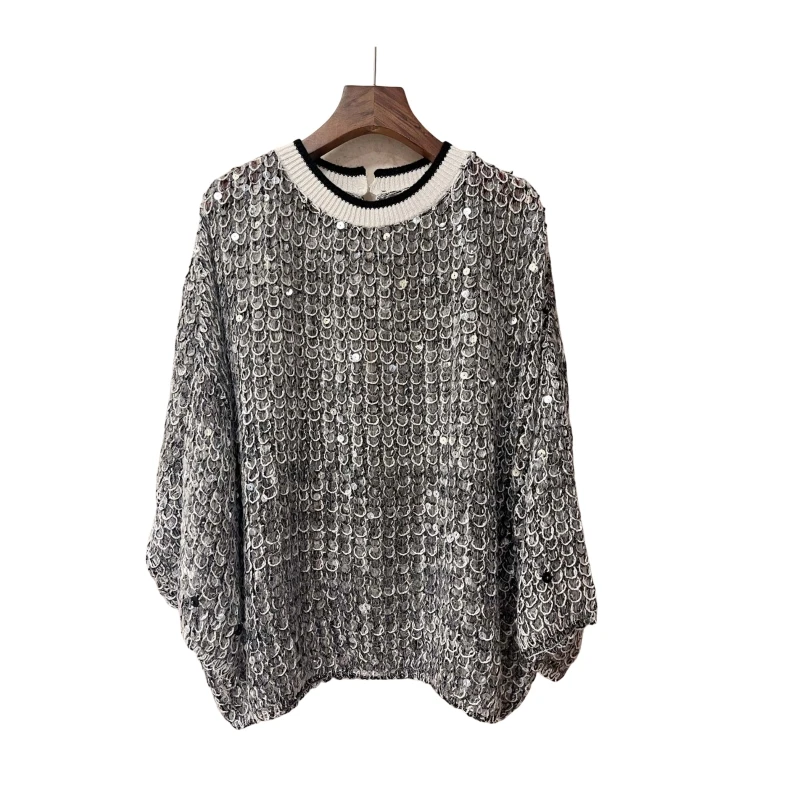 kf-S263cd8e67eaa4b2fa486d56401b9f46fH 25 Heavy Handmade Scale Casual Sweater Top Quality Lightweight Sweater Czenititreide Top Dames Cotton and Linen AF1643 - Image 1