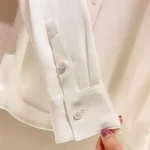 Spring and Summer Silk Shirts Thickened 40MM Silk Shirts White Commuting Silk Shirts WOMEN 100% Mulberry Silk Blouse - Image 3
