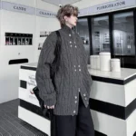 LUZHEN Original Buttoned Decorate Double Zipper Design Knitted Cardigan Men's 2025 New High Quality Stand Neck Sweater JY4422 - Image 2