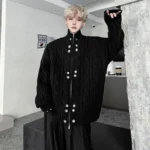 LUZHEN Original Buttoned Decorate Double Zipper Design Knitted Cardigan Men's 2025 New High Quality Stand Neck Sweater JY4422 - Image 5