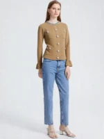 ZJYT Elegant Luxury Diamonds Knit Cardigan Sweaters and Jumpers Long Sleeve Tops Ladies Vintage Jersey Para Mujer Knitwear 2026 - Image 2