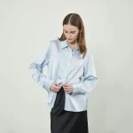 Birdtree,OEKO-TEX,90% Silk Blouse,Women Full Sleeve Lapel Tops,Commuting,Single Breasted,2025 Autumn Shirt T5D208JF - Image 6